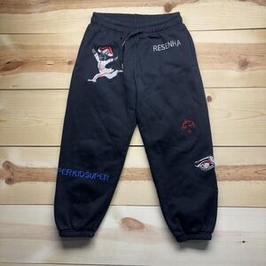 KIDSUPER STUDIOS Sweatpants Mens Medium Black Resenha Fleece Joggers Embroidered